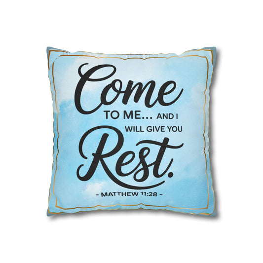 Double-Sided Scripture Prayer Pillow | Matthew 11:28 & Psalm 23:3 | Inspirational Christian Gift | Soft Blue Watercolor Decor