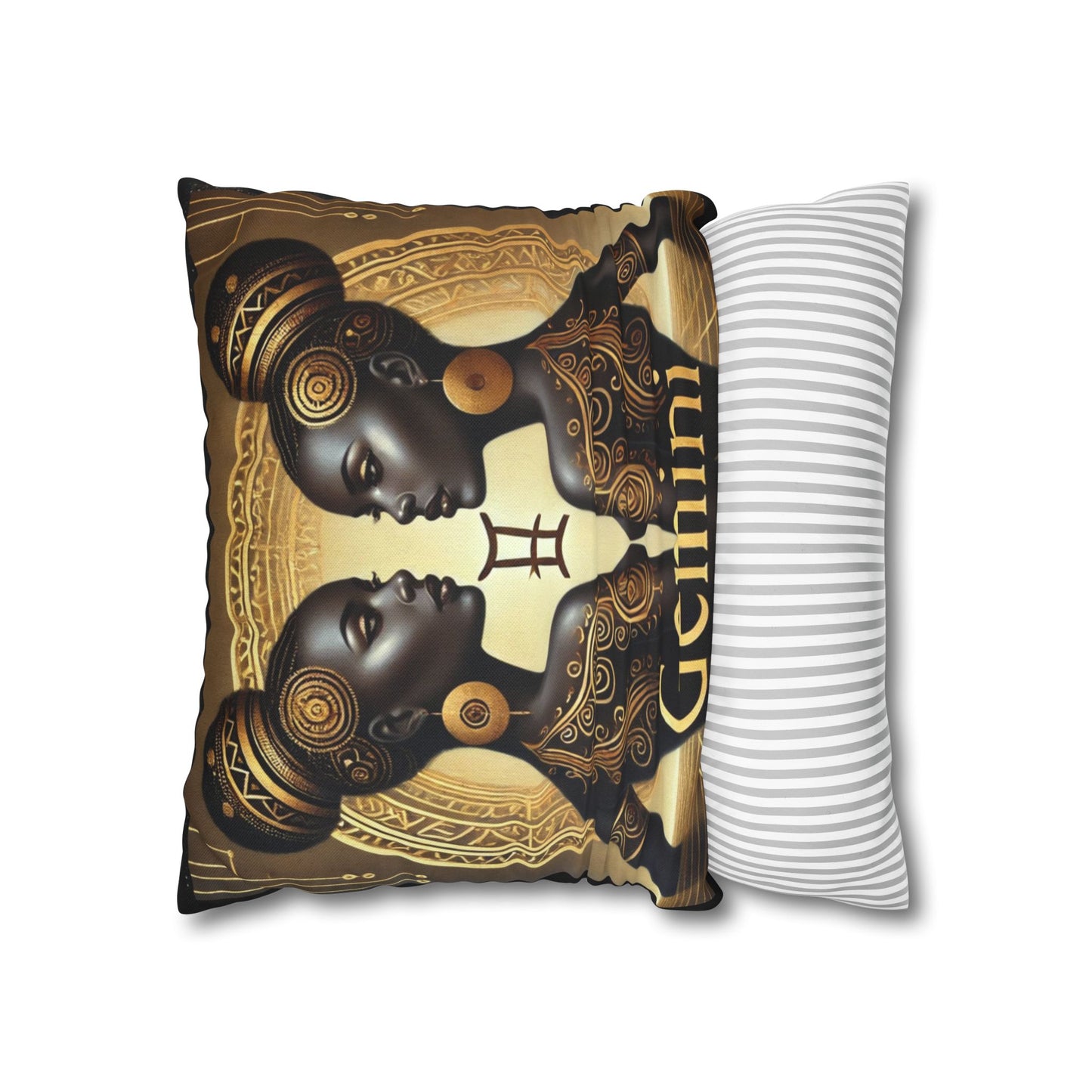 Gemini Luxury Black and Gold Zodiac Pillow Home Décor