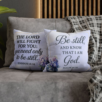 Double-Sided Scripture Pillow – Be Still & Let God Fight | Psalm 46:10 & Exodus 14:14