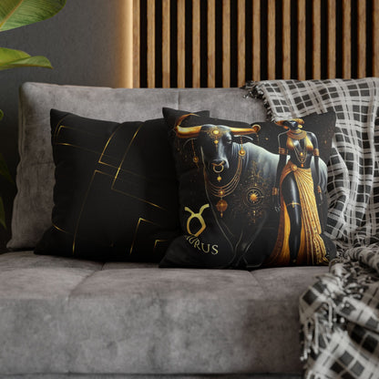 African Queen and Taurus The Bull  Zodiac Statement Piece Pillowl for Home Decor