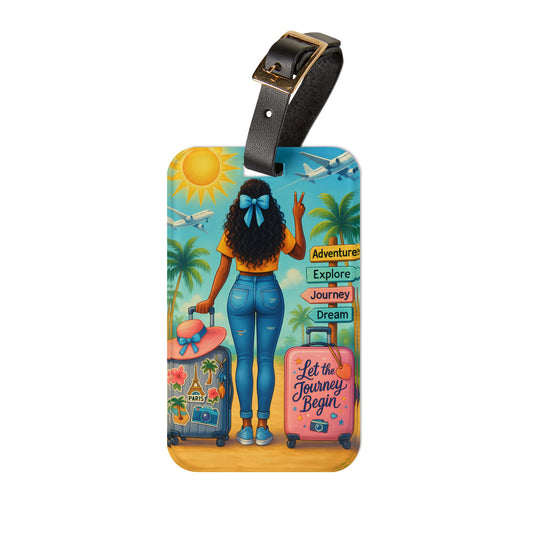 Let the Journey Begin Luggage Tag – AfroJetSet Travel Art for Black Women