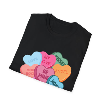 Valentine's Day Multi Colored Conversational Hearts T-Shirt