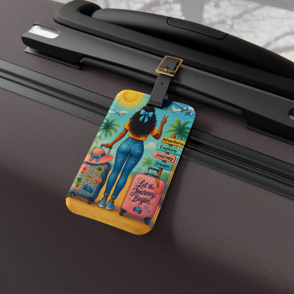 Let the Journey Begin Luggage Tag – AfroJetSet Travel Art for Black Women