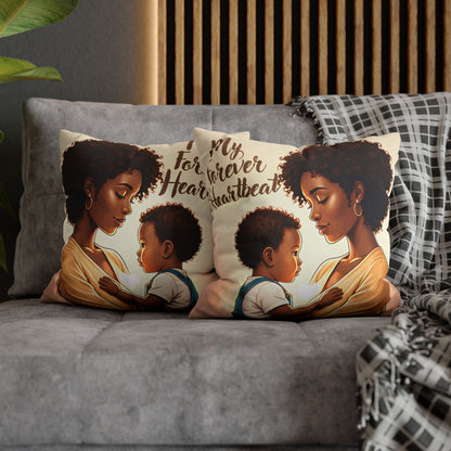 My Forever Heartbeats Pillow African American Mother and Baby Boy