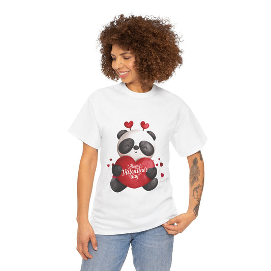 Cute Valentine's Day Panda T-Shirt Adorable Panda Holding A Happy Valentine's Day Heart Design  Valentine's Gift for Kids, Couples, or Friends