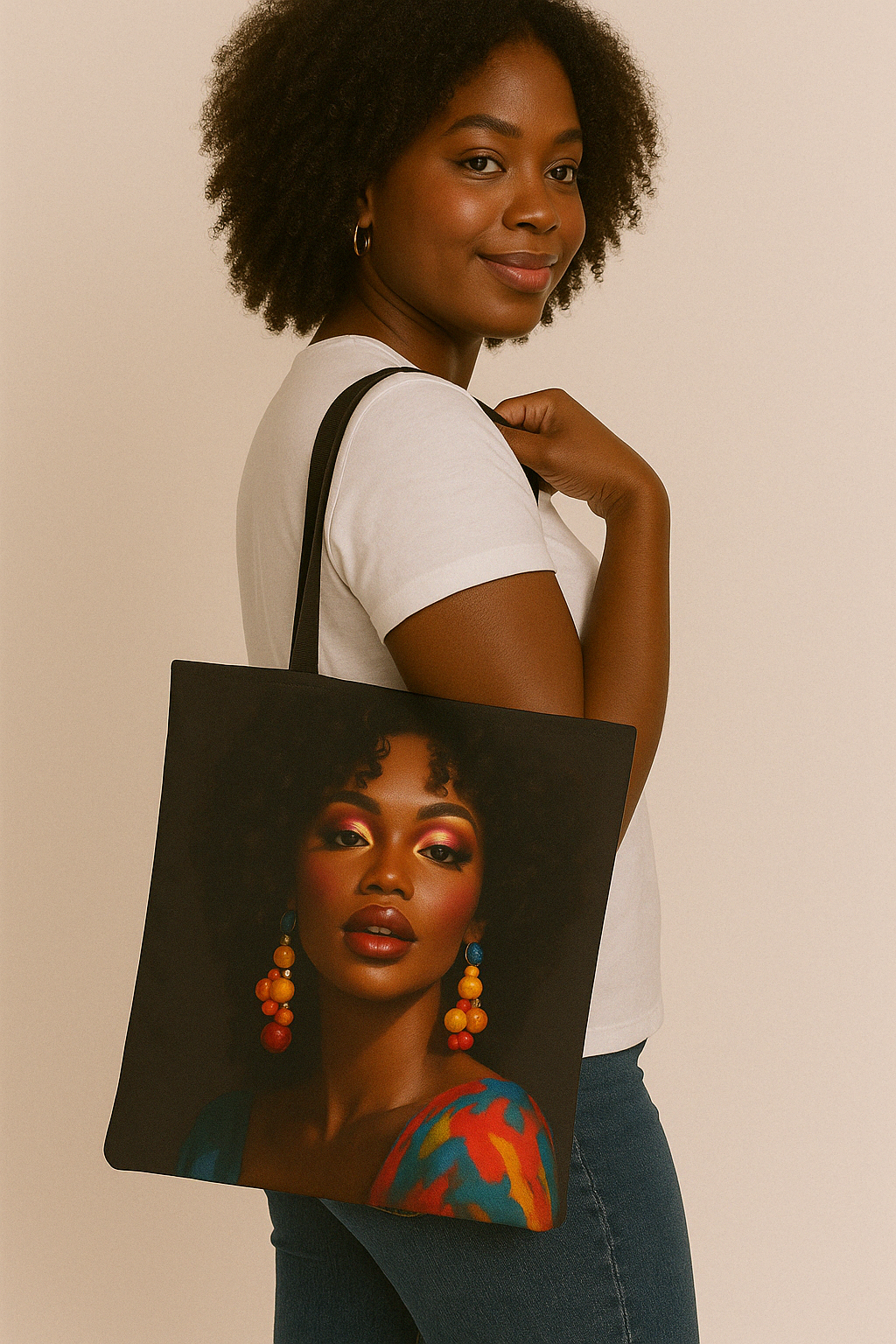 She Is the Art Portrait Afrocentric Tote Bag - Stylish & Chic for Everyday Use