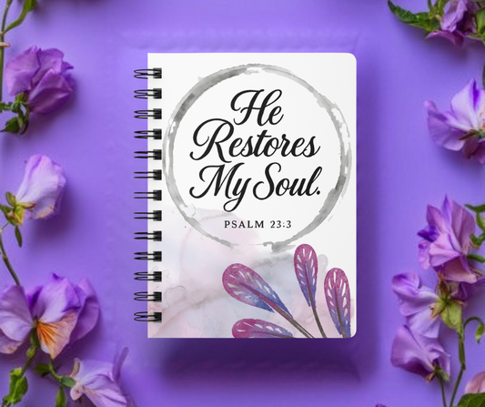 He Restores My Soul - Elegant Watercolor Floral Christian Spiritual Journal Psalm