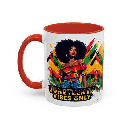 Juneteenth 1865 Freedom Day Vibes Only Accent Coffee Mug - 11oz