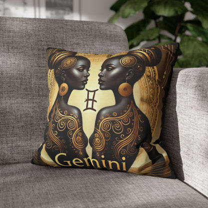 Gemini Luxury Black and Gold Zodiac Pillow Home Décor