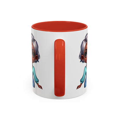 Aunty Vibes Coffee and Faith Filled Nutrition Facts Afrocentric White Mug with Contrasting Colors 11 oz