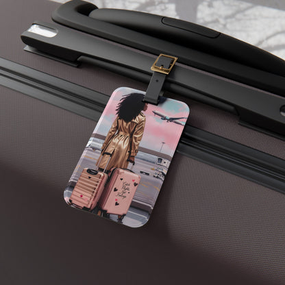 Catch Flights, Not Feelings Luggage Tag – African American Woman Time To Travel