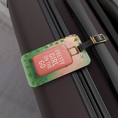 Pretty Girl On The Go –Pink and Green Luggage Tag for Stylish Travelers