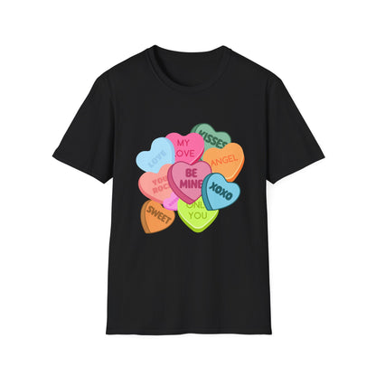 Valentine's Day Multi Colored Conversational Hearts T-Shirt