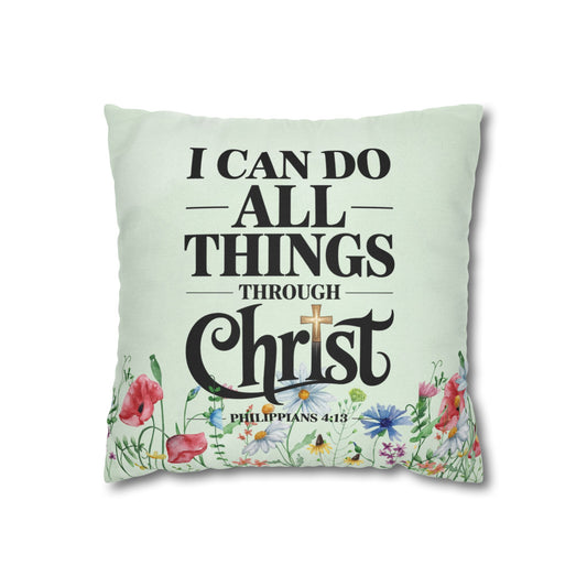 Double-Sided Scripture Pillow – "I Can Do All Things" & "The Lord Is My Strength" | Inspirational Bible Verse DecoR