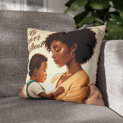My Forever Heartbeats Pillow African American Mother and Baby Boy
