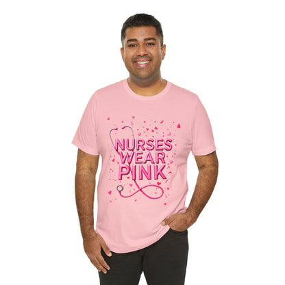 Nurses Wear Pink T-Shirt Breast Cancer Awareness Shirt for Nurses | Pink White Black Unisex