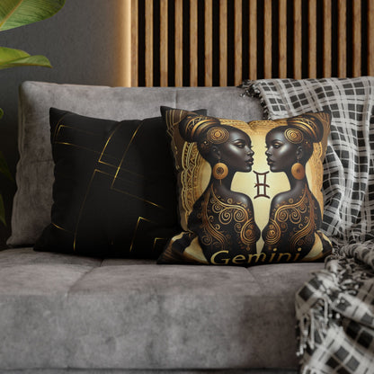 Gemini Luxury Black and Gold Zodiac Pillow Home Décor