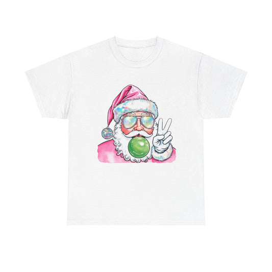 Santa Shirt Blowing Bubble Christmas Shirts Funny Christmas Shirt Unisex Heavy Cotton Tee