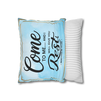 Double-Sided Scripture Prayer Pillow | Matthew 11:28 & Psalm 23:3 | Inspirational Christian Gift | Soft Blue Watercolor Decor