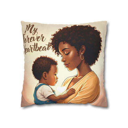 My Forever Heartbeats Pillow African American Mother and Baby Boy