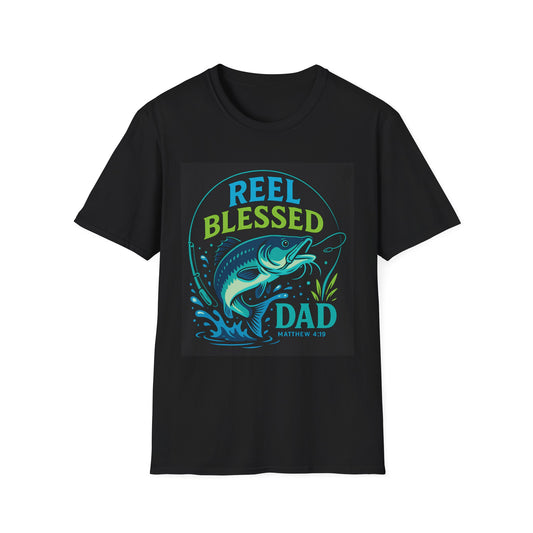 Reel Blessed Dad T-Shirt  Fishing Tee for Outdoors Enthusiasts Father's Day Gift