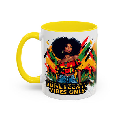 Juneteenth 1865 Freedom Day Vibes Only Accent Coffee Mug - 11oz