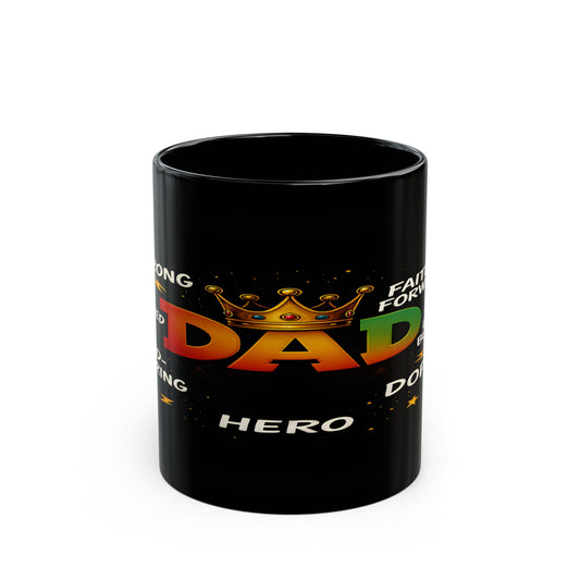 Black Dad Mug Gift – Urban and Inspirational Christian Coffee Cup Crowned DAD Faith-Based Father’s Day Gift