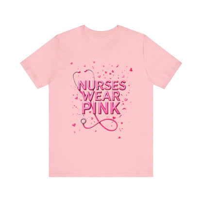 Nurses Wear Pink T-Shirt Breast Cancer Awareness Shirt for Nurses | Pink White Black Unisex