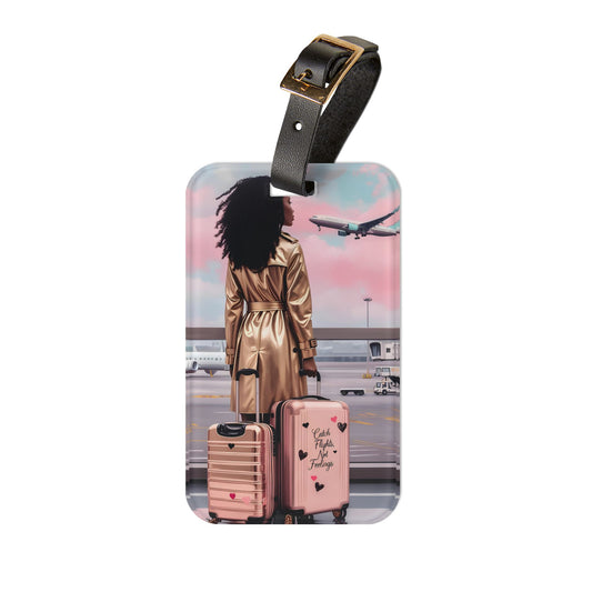 Catch Flights, Not Feelings Luggage Tag – African American Woman Time To Travel